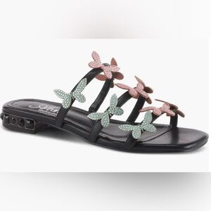 NWOB! Azura by Spring Step Liron Butterfly Slide Sandal,BLACK MULTI, 41 (9.5/10)